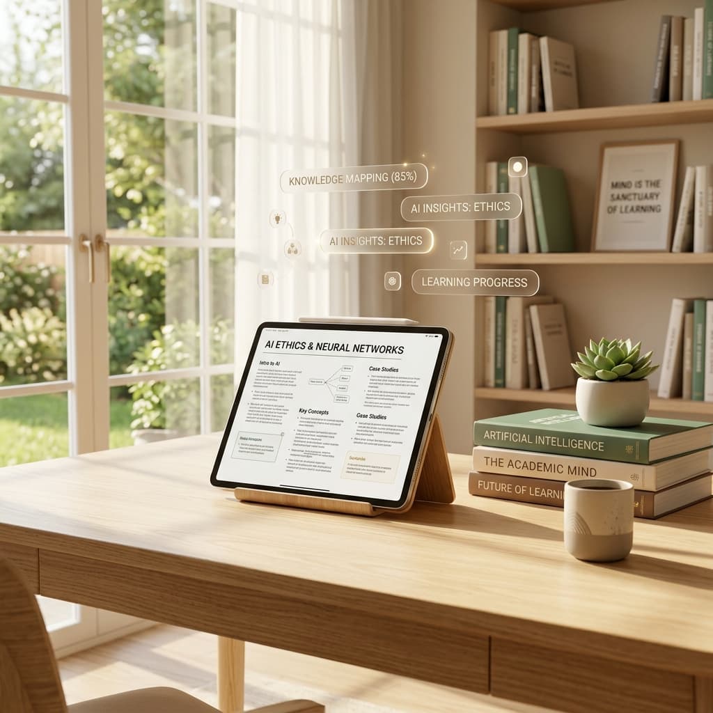 Vidya study workspace showing summary, concept explanation, and review flow